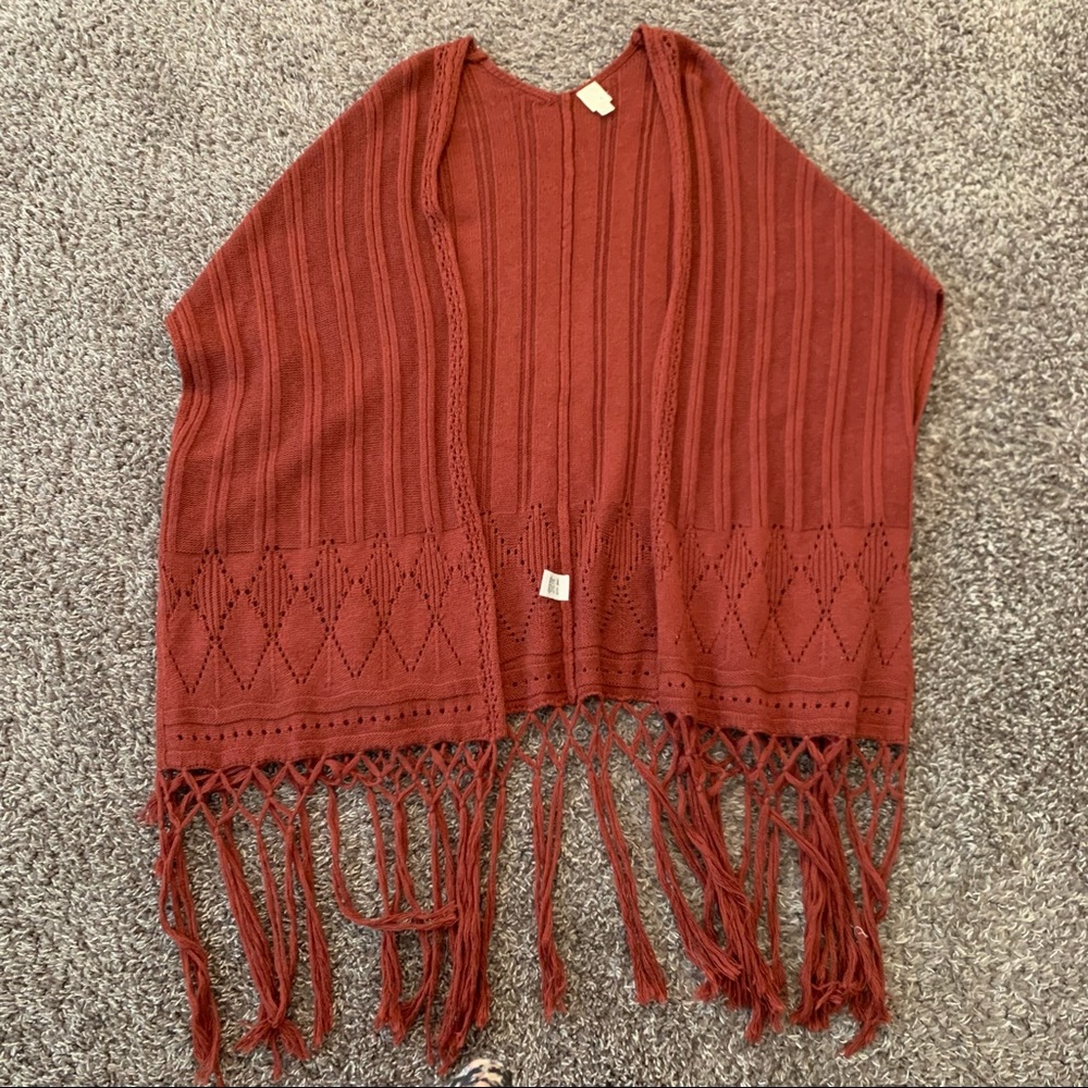 Burnt Orange Shawl with Tassels